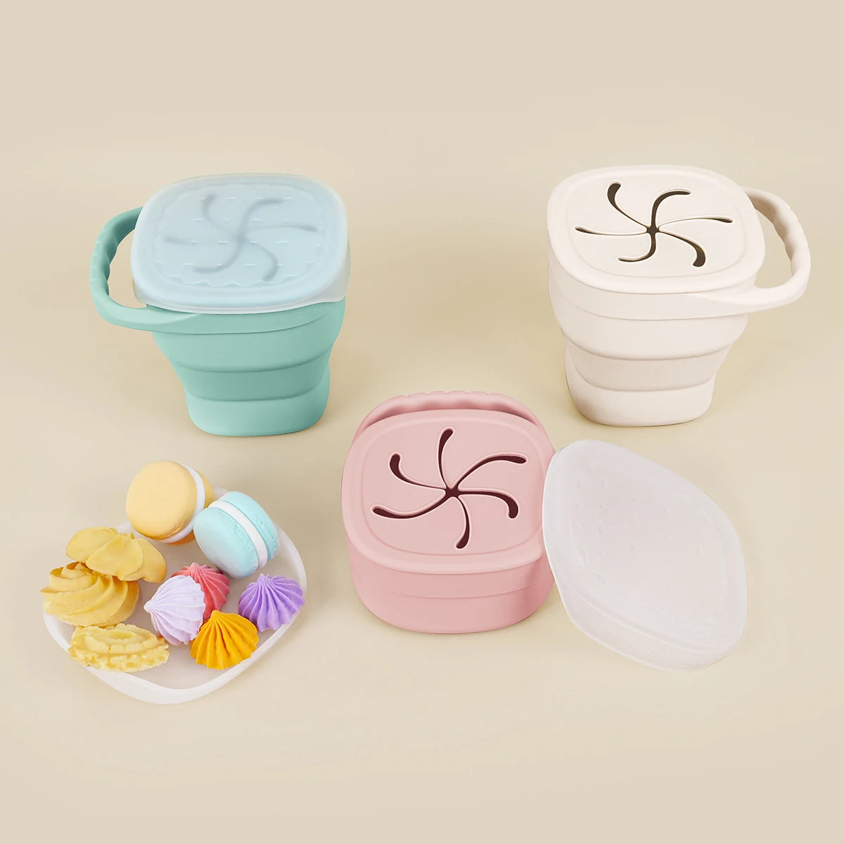 Brixie Silicone Snack Cup - Soft Collapsible Baby Snack Container with Lid