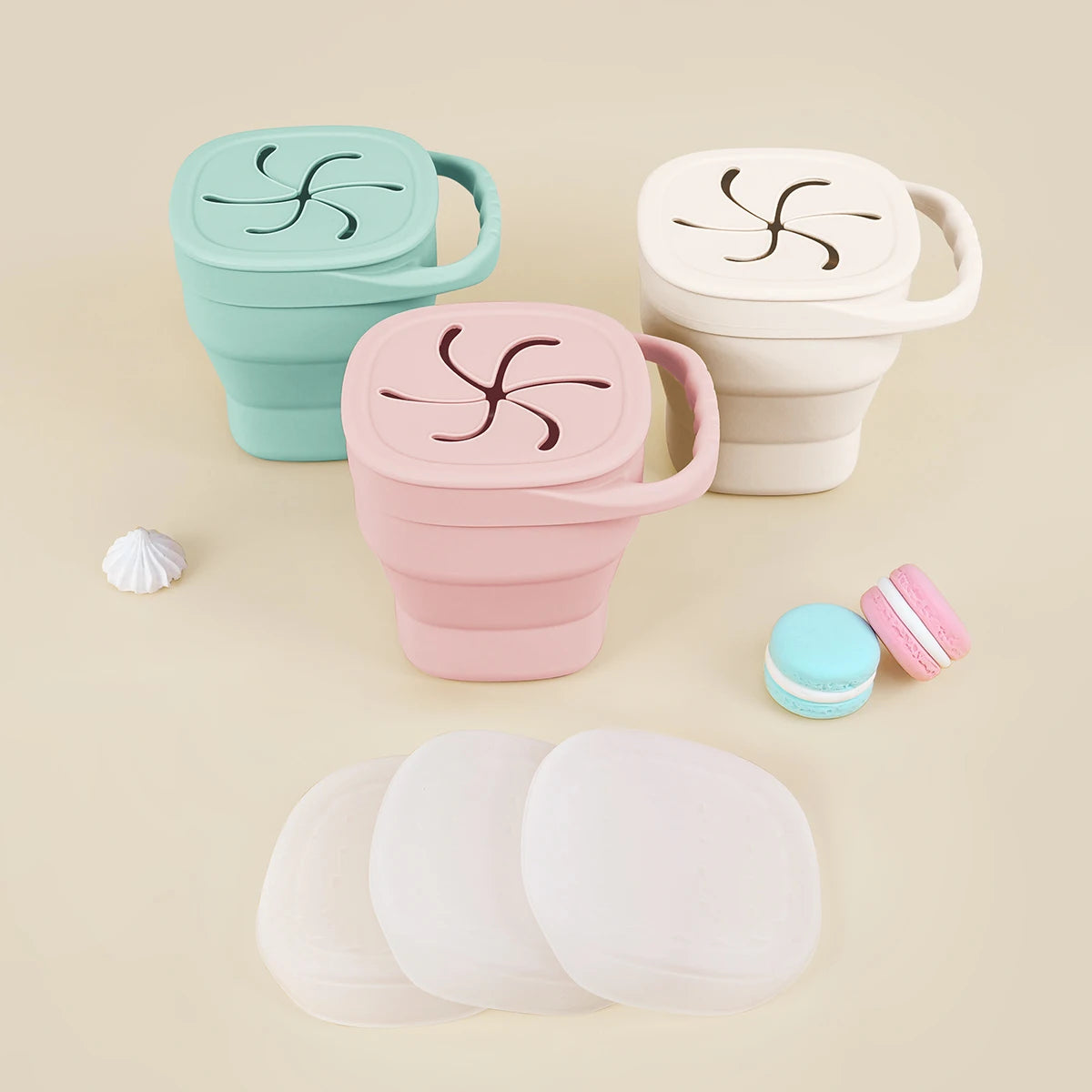Brixie Silicone Snack Cup - Soft Collapsible Baby Snack Container with Lid