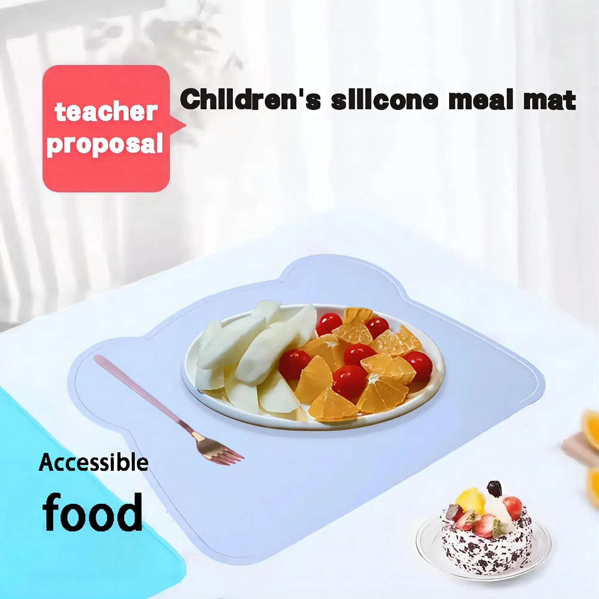 Brixie Silicone Bear Placemat - Non-Slip Leak-Proof Table Mat for Kids