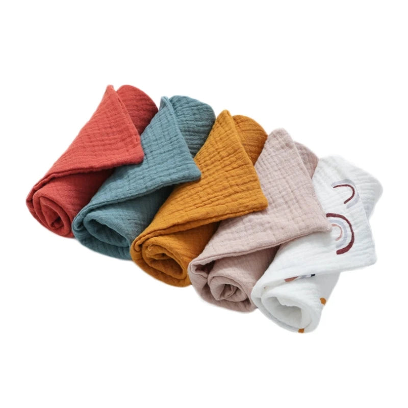 Brixie Baby Cotton Washcloth & Bib Set - Soft 5-Piece Infant Towels