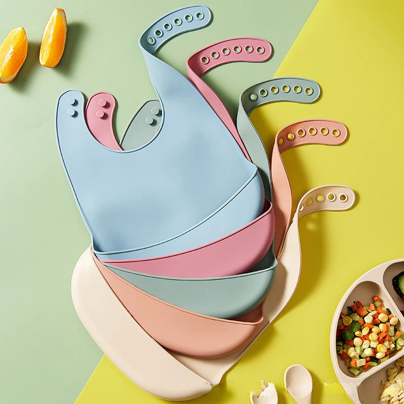 Brixie Baby Silicone Bib - Waterproof, Adjustable, Easy-Clean