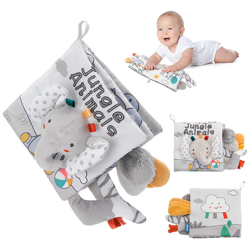 Brixie Baby Crinkle Cloth Book - Soft Sensory Learning Toy