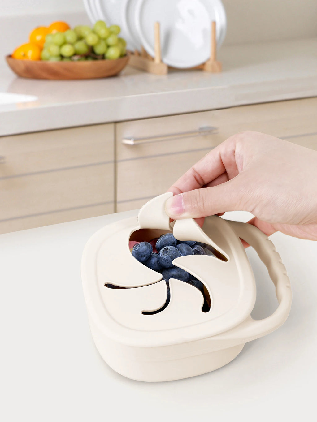 Brixie Silicone Snack Cup - Soft Collapsible Baby Snack Container with Lid