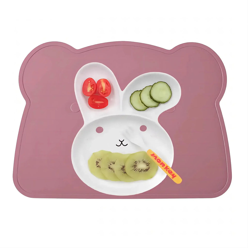 Brixie Silicone Bear Placemat - Non-Slip Leak-Proof Table Mat for Kids