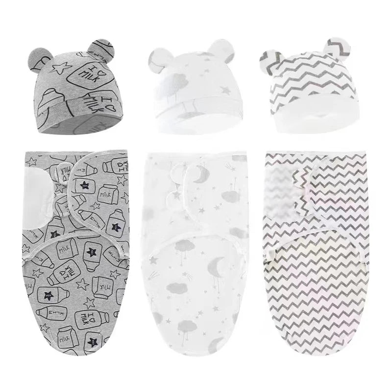 Brixie Baby Swaddle & Hat Set – Soft Cotton Newborn Wrap